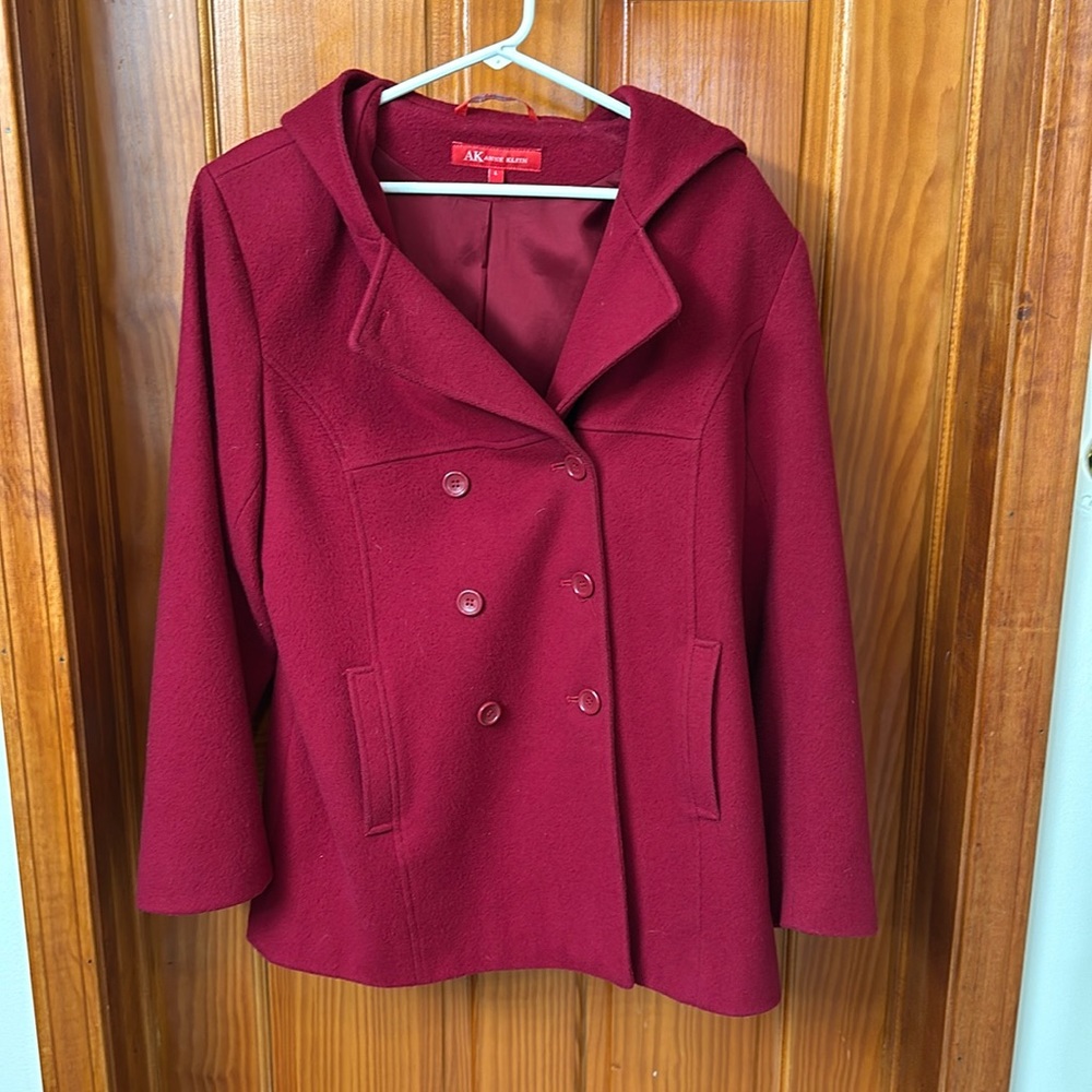Ann Klein Women's Red 100% Wool Coat size large